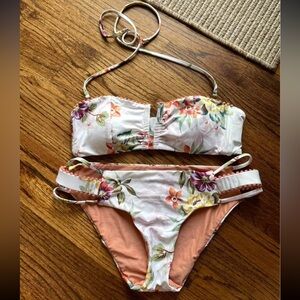 Floral Bikini Set with Halter Straps